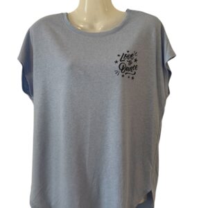 Kind Lines Dance Co. Sky (baby) Blue Colour Printed T Shirt Size 6 - 18 Women AU