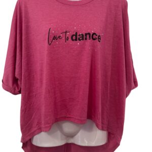 Kind Lines Dance Co. Bright Pink Colour Cropped Front / Longer Back Printed T Shirt Size S to L Women AU